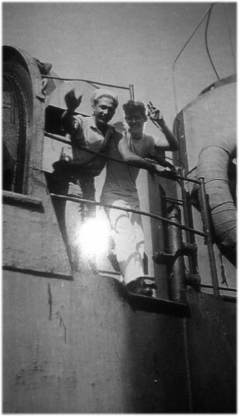 DiGiovanni - CoastGuard 01.jpg - Edward DiGiovanniEdward and shipmate. Date & location unknown. Edward DiGiovanni family photos.